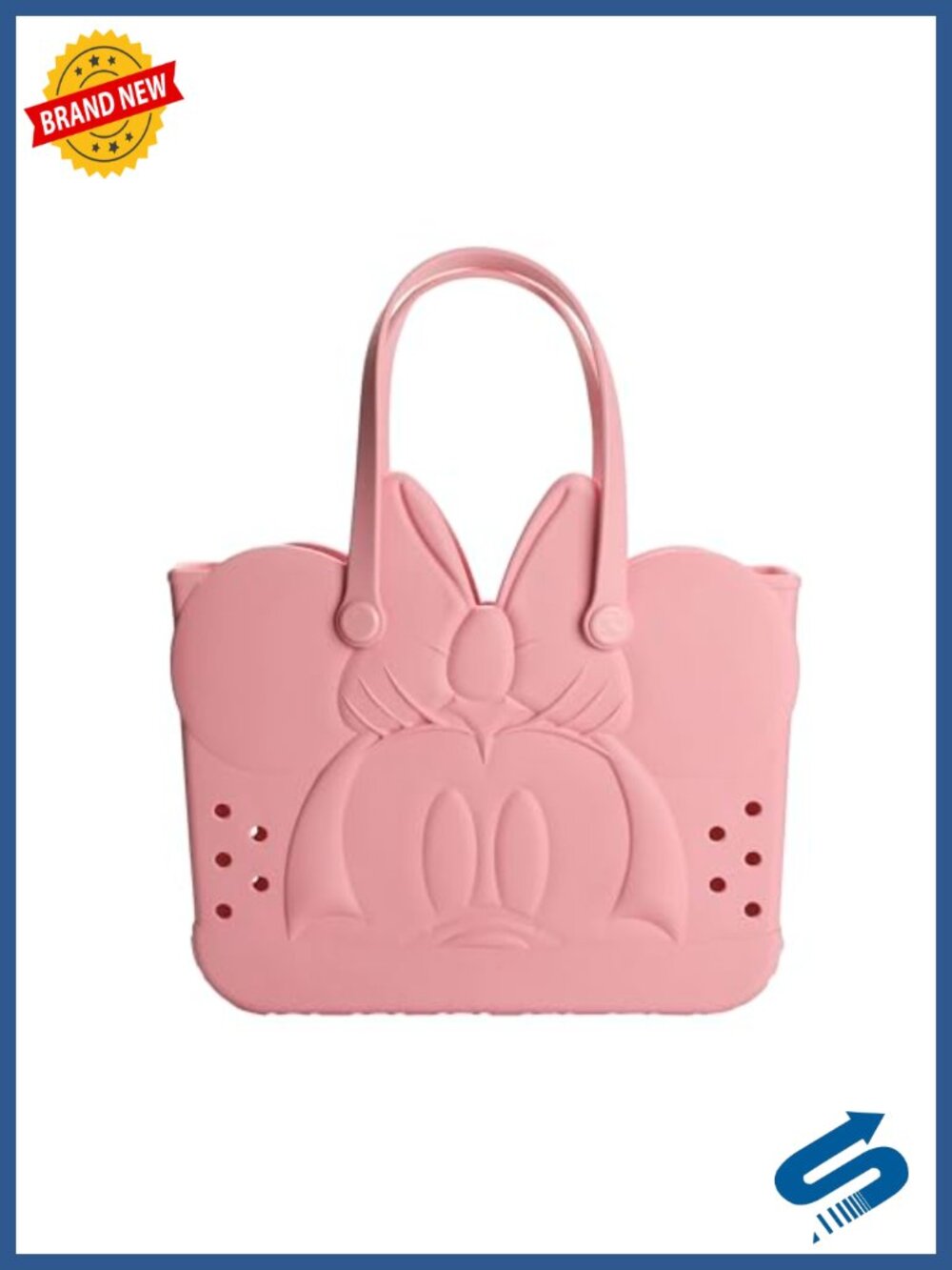 Disney Minnie Mouse EVA Tote Bag, Waterproof Rubber Carry-All, 16.5" Travel &
